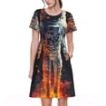 thumbnail image 1 of Daiia Astronaut Cosmic Rainbow Print Women's Dresses 2025 Trendy Short sleeve Dresses Casual Baggy Flowy Maxi Sun Dresses, 1 of 6
