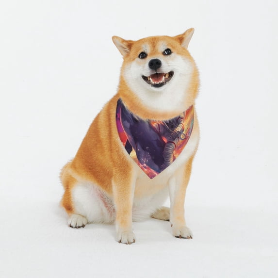 Daiia Astronaut Dolphin Print Pet Scarf, Adjustable Pet Bandana, Reflective Dog Bandana with Buckle, Durable Pet Accessory Fashionable Pet Neckwear-XX-Large