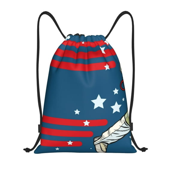 Daiia Astronaut Runs Forward Pattern Drawstring Backpack, Gym Bag, Lightweight Backpack, Water-Resistant Bag Travel Sports Backpack, Fitness Bag, Yoga Bag-Medium