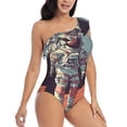 thumbnail image 1 of Daiia Astronaut With American Flag Women's One Piece Swimsuits Personalized One Shoulder Swimwear Asymmetric Ruffle Bathing Suits-X-Large, 1 of 8