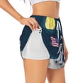 thumbnail image 1 of Daiia Astronaut With USA Flag Pattern Women's 2 in 1 Running Shorts - Lightweight Athletic Workout Gym Yoga Shorts Liner with Phone Pockets-X-Large, 1 of 7