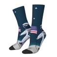 thumbnail image 1 of Daiia Astronaut With USA Flag Print Crew Socks – Soft Breathable Long Socks for Men & Women, Moisture-Wicking & Comfortable Daily Wear Socks, One-Size Fits Most (US 5-11), 1 of 6