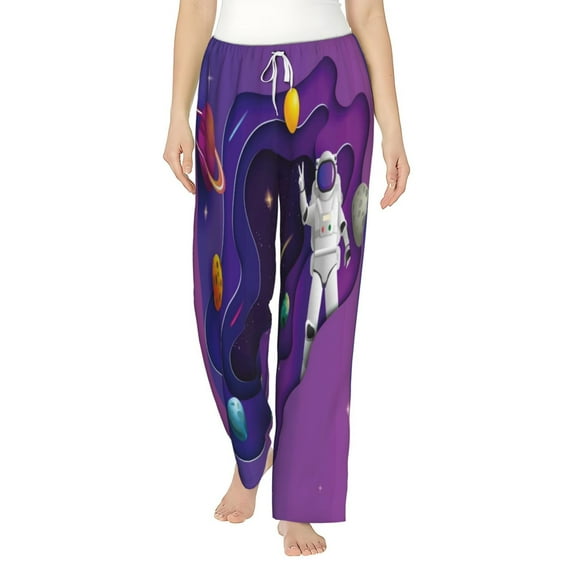 Daiia Astronaut Women's Sleep Pant with Pockets and Drawstring,Pajama Pants-Large