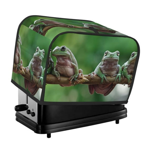 Daiia Australian White Tree Frog Sitting on Branch Pattern 2 slice Toaster Cover, Toaster Appliance Dust-proof Cover For Kitchen Small Appliance Dust Cover and Fingerprint Protection