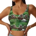 thumbnail image 1 of Daiia Australian White Tree Frog Sitting on Branch Printed Women's Sports Bra, Breathable Activewear Bra with U-Back Design and Removable Pads, Comfortable and Supportive for Yoga, Workout-Medium, 1 of 8