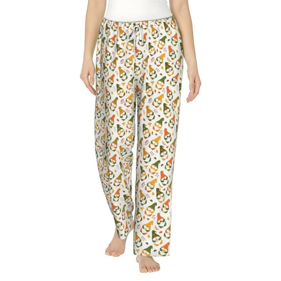 Daiia Autumn Gnomes Holding Mushroom Women's Sleep Pant with Pockets and Drawstring,Pajama Pants-XX-Large