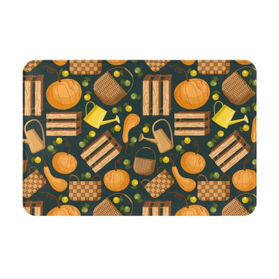 Daiia Autumn Harvest Pumpkin Basket Front Door Mat, Heavy Duty Durable Welcome Mat for Outdoor Indoor, Dirt Trapper Waterproof Super Absorbent Door Mat, 16" x 24"