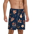 thumbnail image 1 of Daiia Autumn Leaves With Blue Mens Woven Stretch Pajama Short,Short Pajama Pants-Large, 1 of 9