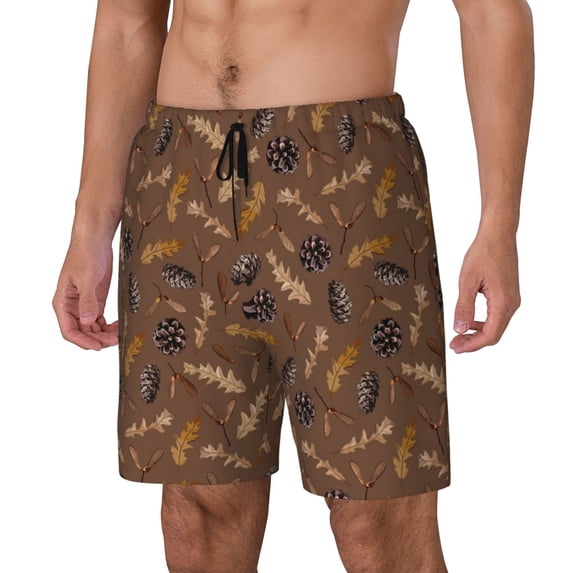 Daiia Autumn Pinecone Plants Mens Swim Trunks Swim Shorts Quick Dry Swim Shorts with Mesh Lining Pockets-3X-Large