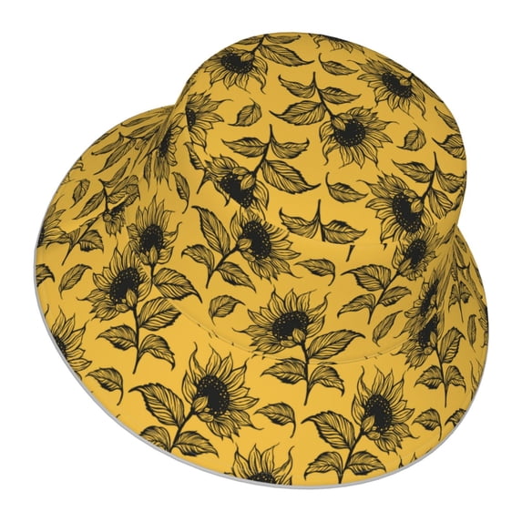 Daiia Autumn Sunflower Pattern Bucket Hat - Trendy Cotton Sun Hat for Beach, Golf, Fishing - Fun Outdoor Vacation Boonie for Men and Women