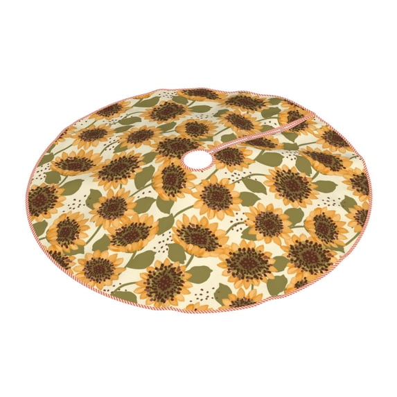 Daiia Autumn Sunflowers Drawing Merry Christmas Tree Skirt , Xmas Large Lace-up Tree Skirt, Santa Snowflakes Rustic Home Decorations New Year Party Farmhouse Decor-36"