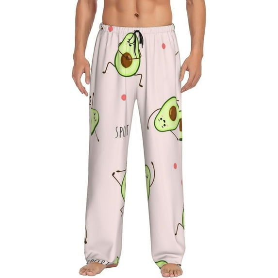 Daiia Avocado Doing Sport Yoga Men's Sleep Pant with Pockets and Drawstring,Pajama Pants-X-Large