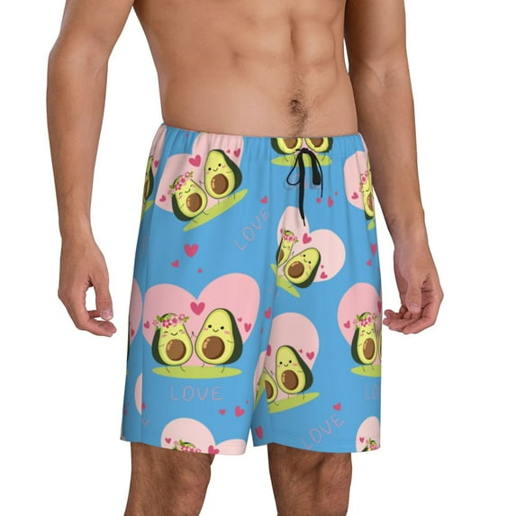 Daiia Avocado Lovers Mens Woven Stretch Pajama Short,Short Pajama Pants-XX-Large