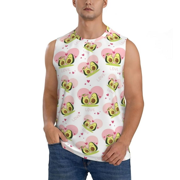 Daiia Avocado Lovers Printed Men's Tank Tops,Casual Soft Sleeveless Gym Muscle Shirts Bodybuilding Tee-Medium