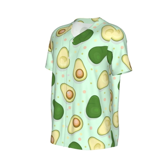 Daiia Avocado Mens Baseball Jersey Button Down Shirts Short Sleeve Sports Uniforms-XX-Large
