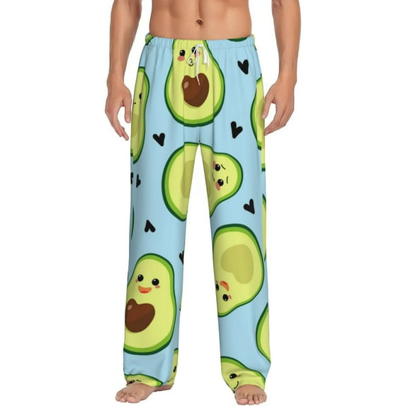 Daiia Avocado and Hearts Men's Sleep Pant with Pockets and Drawstring,Pajama Pants-Large
