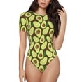 thumbnail image 1 of Daiia Avocado print Women's Crew Neck Short Sleeve Bodysuit Fashion Tops Fit Casual Basic Extender Bodysuit-X-Large, 1 of 9