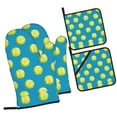 thumbnail image 1 of Daiia Ball Tennis Pattern Oven Mitts and Pot Holders 4 pcs Set,High Heat Resistant 500 Degree Extra Thicken Long Kitchen Cotton Oven Glove, 1 of 6