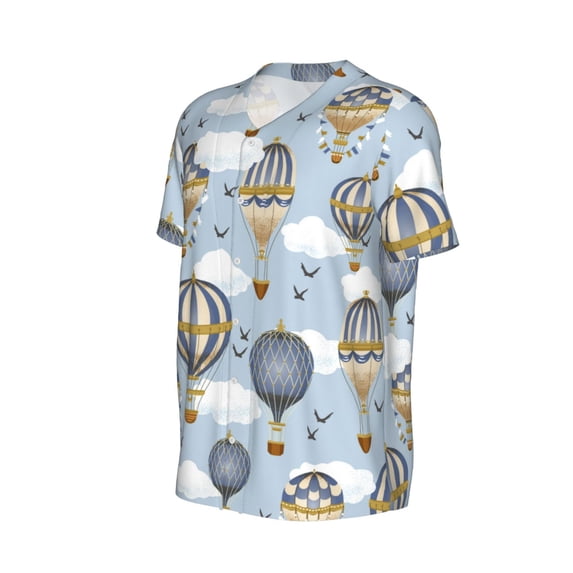 Daiia Balloon Vintage Mens Baseball Jersey Button Down Shirts Short Sleeve Sports Uniforms-Small