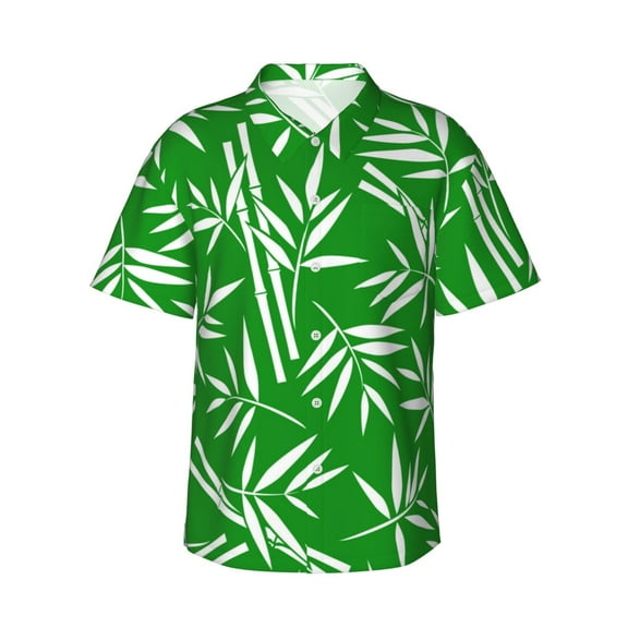 Daiia Bamboo Hawaiian Shirt for Men Gentle Cotton Regular Short Sleeve Casual-Small