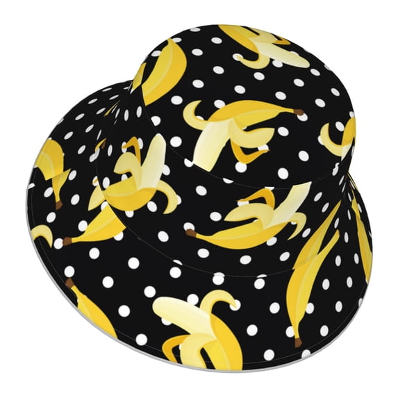 Daiia Banana Pattern Bucket Hat - Trendy Cotton Sun Hat for Beach, Golf, Fishing - Fun Outdoor Vacation Boonie for Men and Women