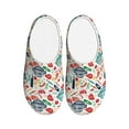 thumbnail image 1 of Daiia Barbecue Print Women’s Fuzzy Slippers Memory Foam Lightweight House Shoes Cozy Loafer Flannel House Shoes-35/36, 1 of 7