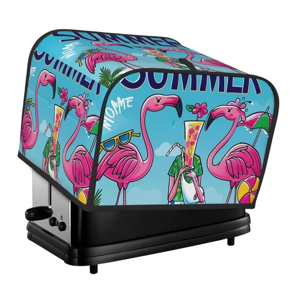 Daiia Beach Flamingo Trio Pattern 4 slice Toaster Cover, Toaster Appliance Dust-proof Cover For Kitchen Small Appliance Dust Cover and Fingerprint Protection