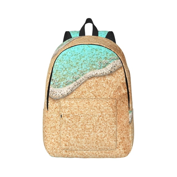 Daiia Beach Footprint Vintage Canvas Backpack for Men and Women ,Hiking Backpack,Travel Laptop Bag for School,Large Capacity Backpack