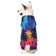 Daiia Beach With Palm Trees Pets Wear Hoodies ,Pet Dog Clothes,Puppy Hoodies,Dog Hoodies Costumes Pet Sweaters-Size Name
