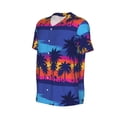 thumbnail image 1 of Daiia Beach with Palm Trees Mens Baseball Jersey Button Down Shirts Short Sleeve Sports Uniforms-Large, 1 of 9