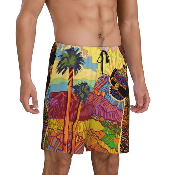 Daiia Beautiful African Woman Mens Woven Stretch Pajama Short,Short Pajama Pants-X-Large