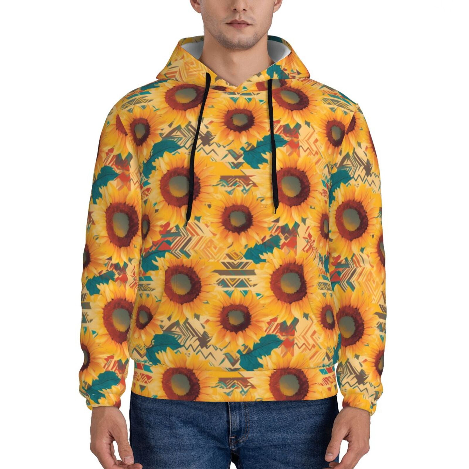 Daiia Beautiful Bohemian Sunflower for Men's Fashion Hoodies