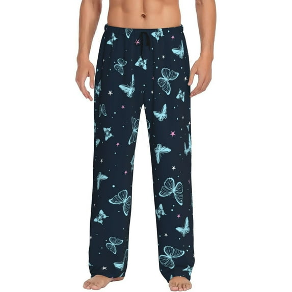 Daiia Beautiful Butterflies Men's Sleep Pant with Pockets and Drawstring,Pajama Pants-Medium