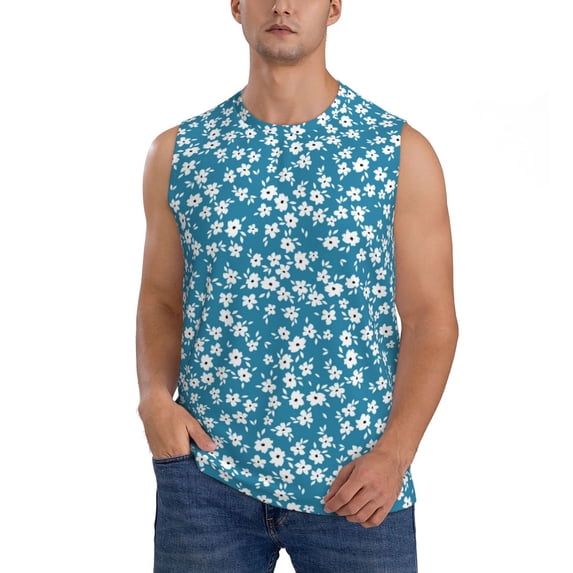 Daiia Beautiful Floral Printed Men's Tank Tops,Casual Soft Sleeveless Gym Muscle Shirts Bodybuilding Tee-3X-Large