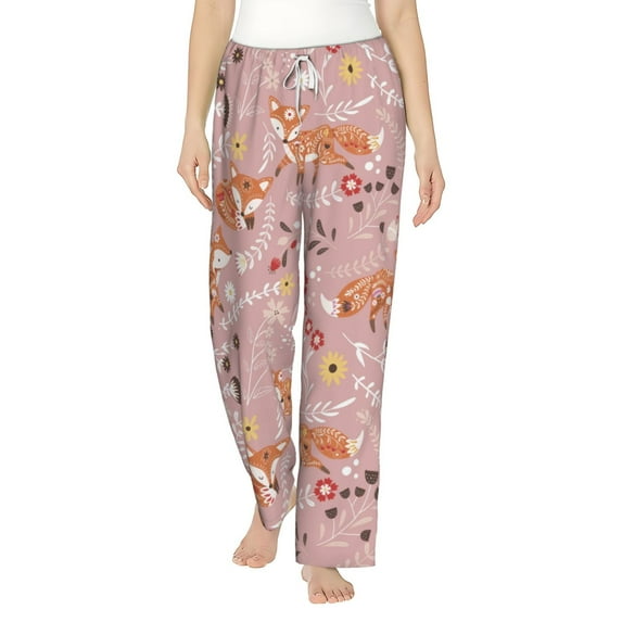Daiia Beautiful Fox Women's Sleep Pant with Pockets and Drawstring,Pajama Pants-Medium