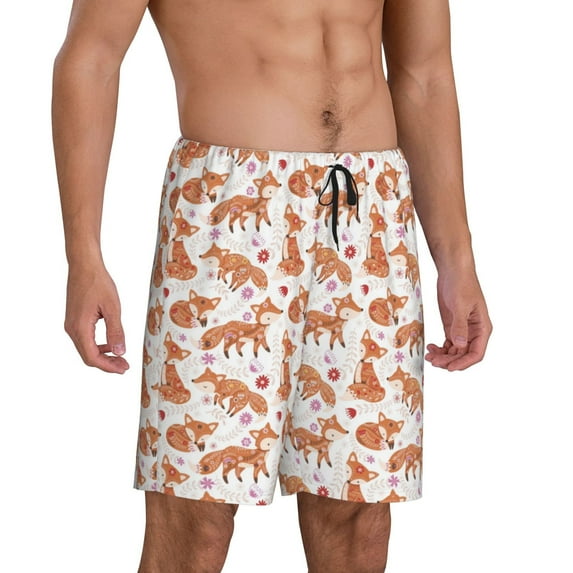 Daiia Beautiful Fox1 Mens Woven Stretch Pajama Short,Short Pajama Pants-XX-Large