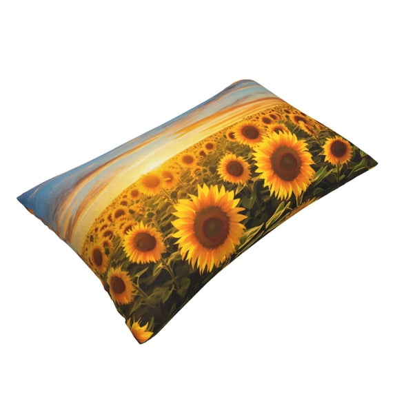 Daiia Beautiful Golden Sunflower Field Bedding Waterproof Pillow Protector Zippered Queen – Bed Bug Proof Pillow Encasement-14"x20"