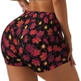 thumbnail image 1 of Daiia Beautiful Maple Leaf Lantern Pattern Women's Workout Shorts Biker Shorts - High Waisted Workout Spandex Tummy Control Gym Running Yoga Shorts-Medium, 1 of 8