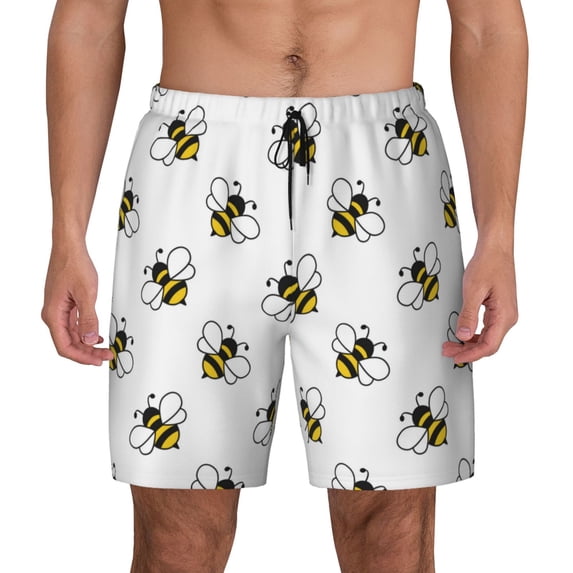 Daiia Bee Mens Swim Trunks Swim Shorts Quick Dry Swim Shorts with Mesh Lining Pockets-Large