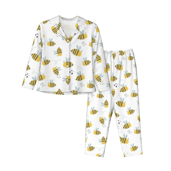 Daiia Bee for Women's Long-Sleeved Pajama Set – Soft & Comfortable Sleepwear Button-Up Pajamas Cozy Lounge Wear-Small