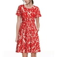 thumbnail image 1 of Daiia Beef Print Women's Dresses 2025 Trendy Short sleeve Dresses Casual Baggy Flowy Maxi Sun Dresses, 1 of 6