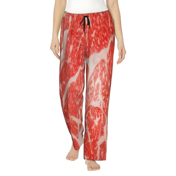 Daiia Beef Steaks Women's Sleep Pant with Pockets and Drawstring,Pajama Pants-Small