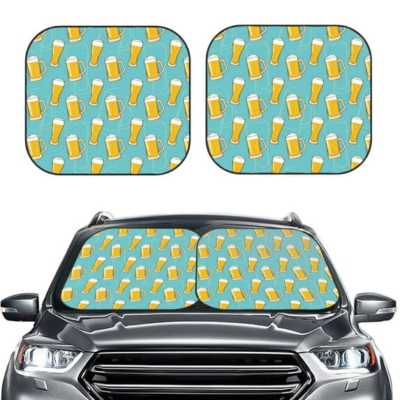 Daiia Beer 2PCS Car Windshield Sun Shade, Foldable Sun Shield for Car Front Window, Auto Sun Blocker Visor Protector Universal for Truck SUV Pickup-Large