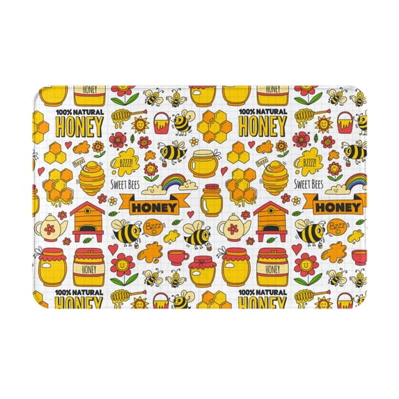 Daiia Bees And Honey 1 Front Door Mat, Heavy Duty Durable Welcome Mat for Outdoor Indoor, Dirt Trapper Waterproof Super Absorbent Door Mat, 16" x 24"