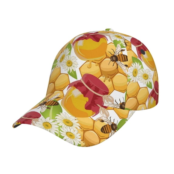 Daiia Bees Honeycomb Baseball Cap Men Women Classic Adjustable For Running Workout And Outdoor Activitie All Season Dad Hat Gift