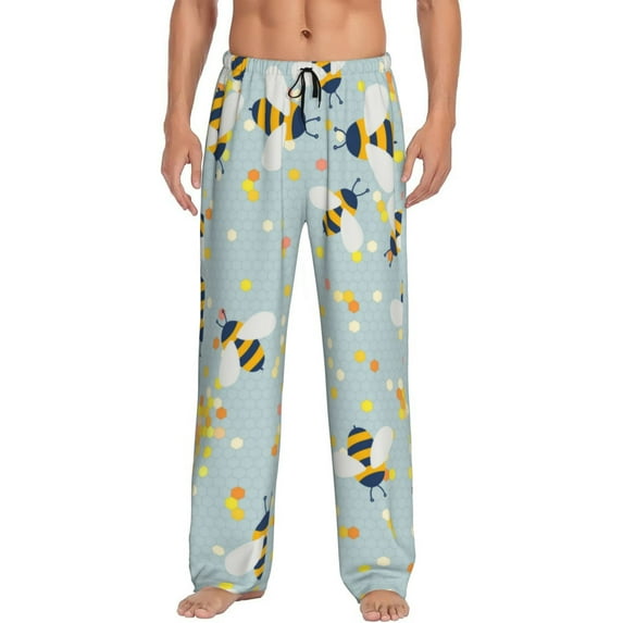 Daiia Bees Men's Sleep Pant with Pockets and Drawstring,Pajama Pants-X-Large