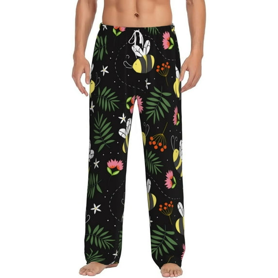 Daiia Bees Men's Sleep Pant with Pockets and Drawstring,Pajama Pants-X-Large