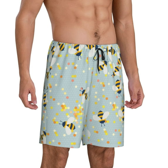Daiia Bees Mens Woven Stretch Pajama Short,Short Pajama Pants-X-Large