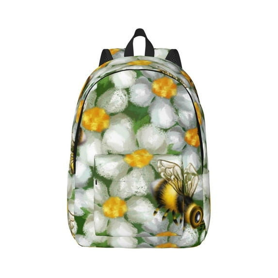 Daiia Bees and Flower Vintage Canvas Backpack for Men and Women ,Hiking Backpack,Travel Laptop Bag for School,Large Capacity Backpack