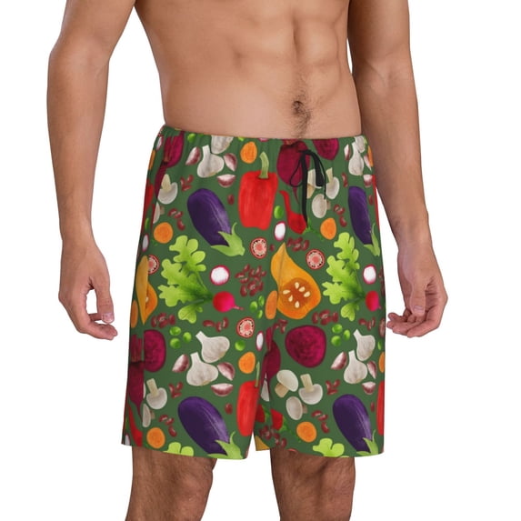 Daiia Begetable Mens Woven Stretch Pajama Short,Short Pajama Pants-XX-Large
